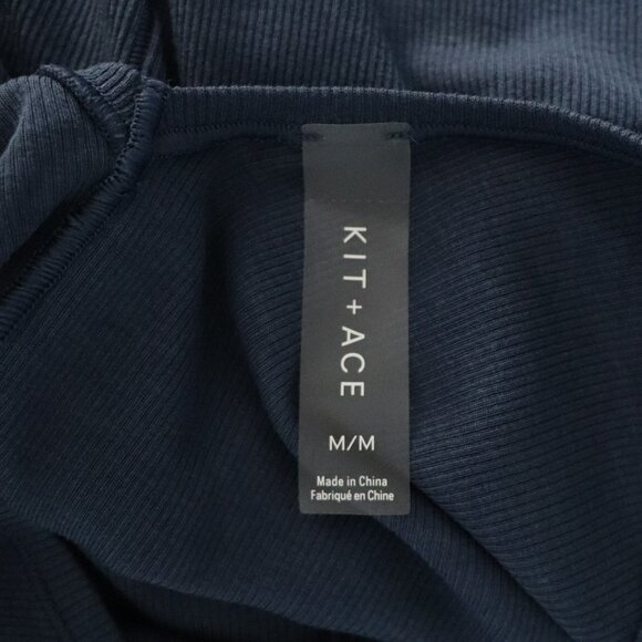 Kit & Ace Womens Blue Sz M Poise High Neck V-Back Ribbed Knit Fitted Midi Dress - Picture 12 of 14